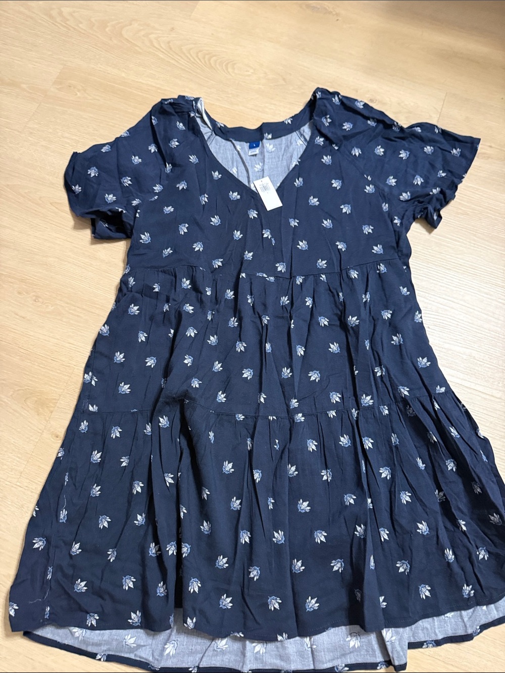 Old Navy Navy Floral Tiered Casual Dress